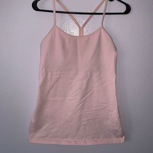 Pink Lululemon Power Y tank, size 6